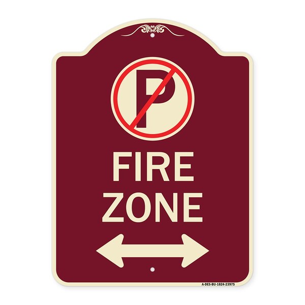 Fire Zone Heavy-Gauge Aluminum Architectural Sign, 24" x 18", BU-1824-23975